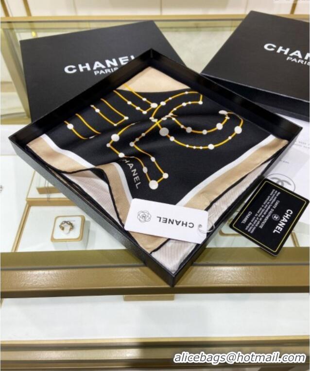 Buy Cheapest Chanel Silk Sqaure Scarf 90x90cm 051408 Black 2024