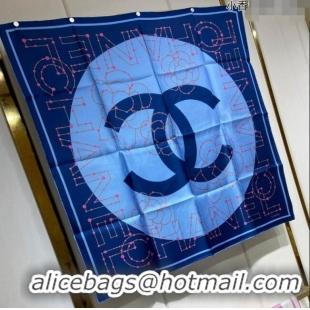 Well Crafted Chanel Silk Sqaure Scarf 90x90cm 051408 Blue 2024