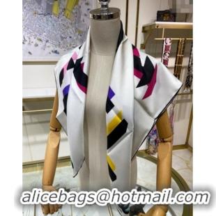 Popular Style Chanel Silk Sqaure Scarf 90x90cm 051409 White 2024