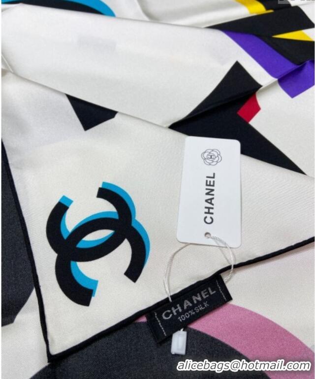 Popular Style Chanel Silk Sqaure Scarf 90x90cm 051409 White 2024