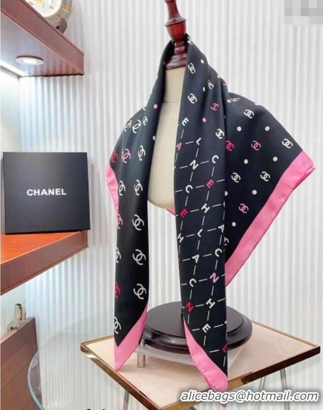 New Fashion Chanel Silk Sqaure Scarf 90x90cm 051410 Black 2024