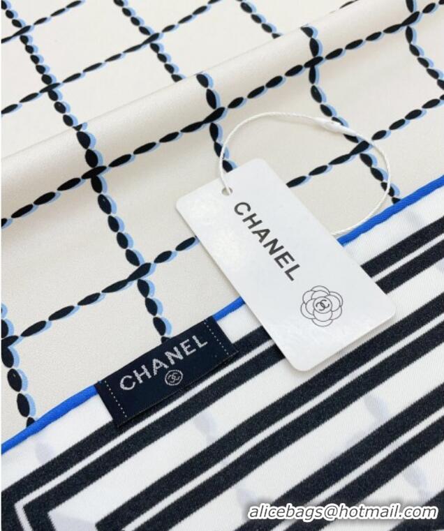 Pretty Style Chanel Silk Sqaure Scarf 90x90cm 051411 White 2024