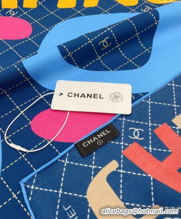 Best Price Chanel Silk Sqaure Scarf 90x90cm 051412 Blue 2024