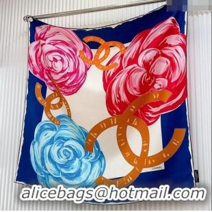 Shop Discount Chanel Silk Sqaure Scarf 90x90cm 051413 Blue 2024