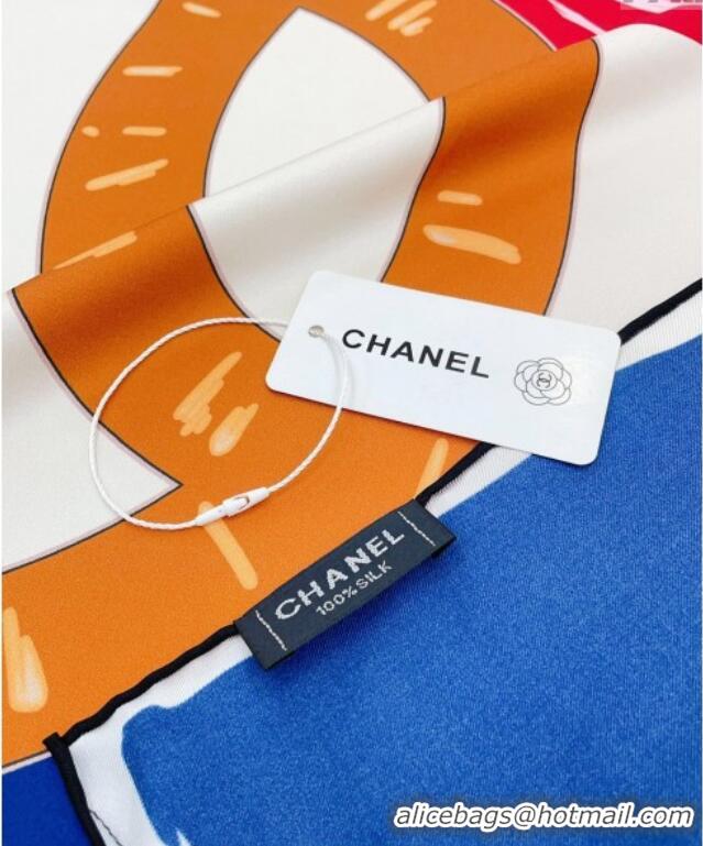 Shop Discount Chanel Silk Sqaure Scarf 90x90cm 051413 Blue 2024