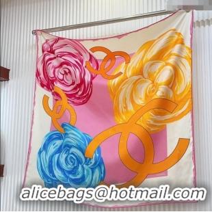 Top Quality Chanel Silk Sqaure Scarf 90x90cm 051413 White 2024