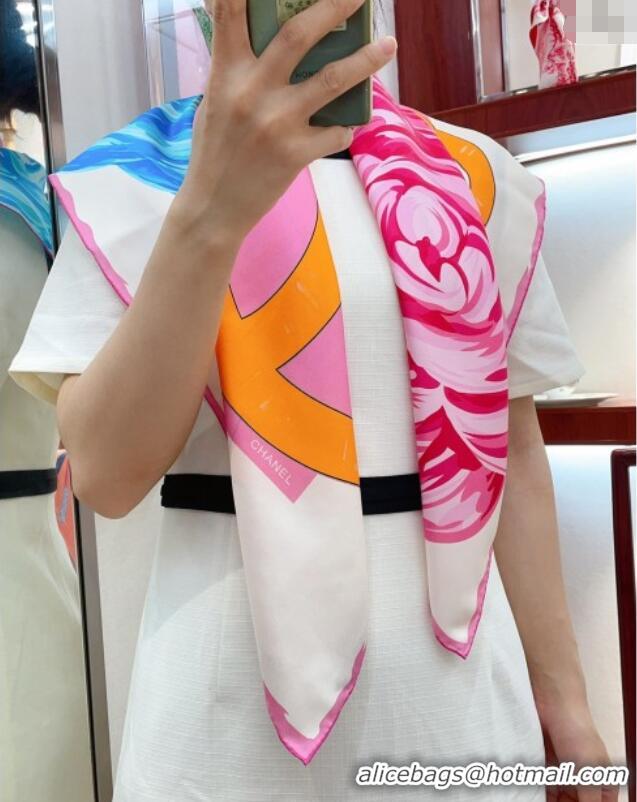 Top Quality Chanel Silk Sqaure Scarf 90x90cm 051413 White 2024