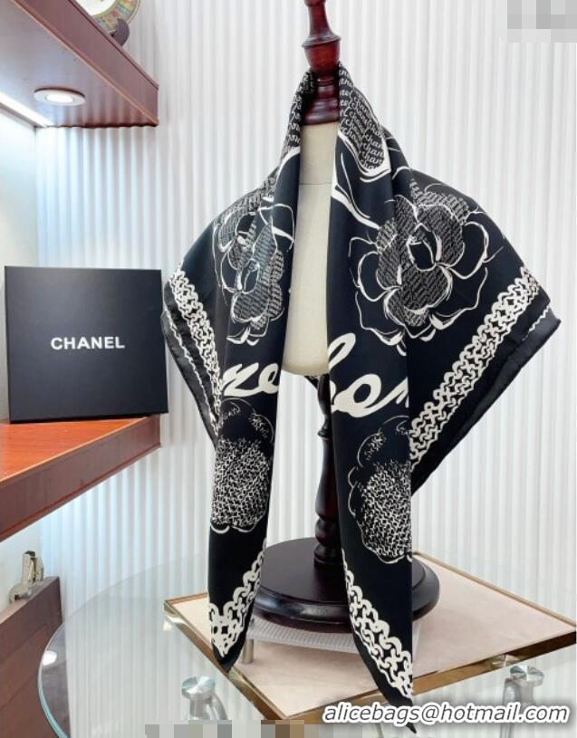 Reasonable Price Chanel Silk Sqaure Scarf 90x90cm 051414 Black 2024