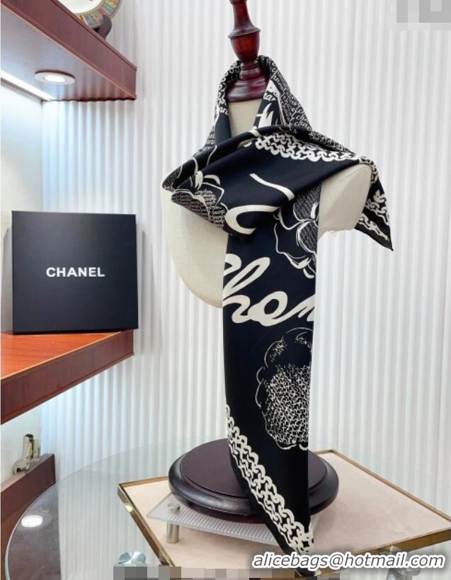 Reasonable Price Chanel Silk Sqaure Scarf 90x90cm 051414 Black 2024