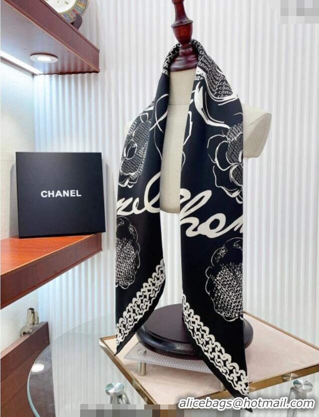 Reasonable Price Chanel Silk Sqaure Scarf 90x90cm 051414 Black 2024