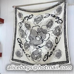 Well Crafted Chanel Silk Sqaure Scarf 90x90cm 051414 White 2024