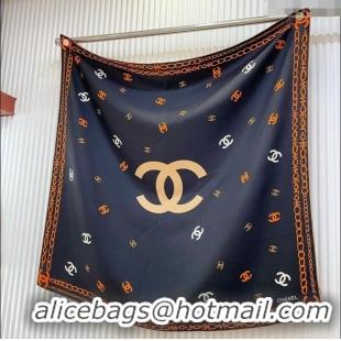 Famous Brand Chanel Silk Sqaure Scarf 90x90cm 051415 Black 2024