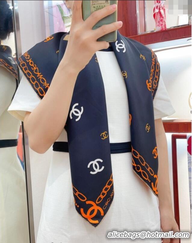 Famous Brand Chanel Silk Sqaure Scarf 90x90cm 051415 Black 2024