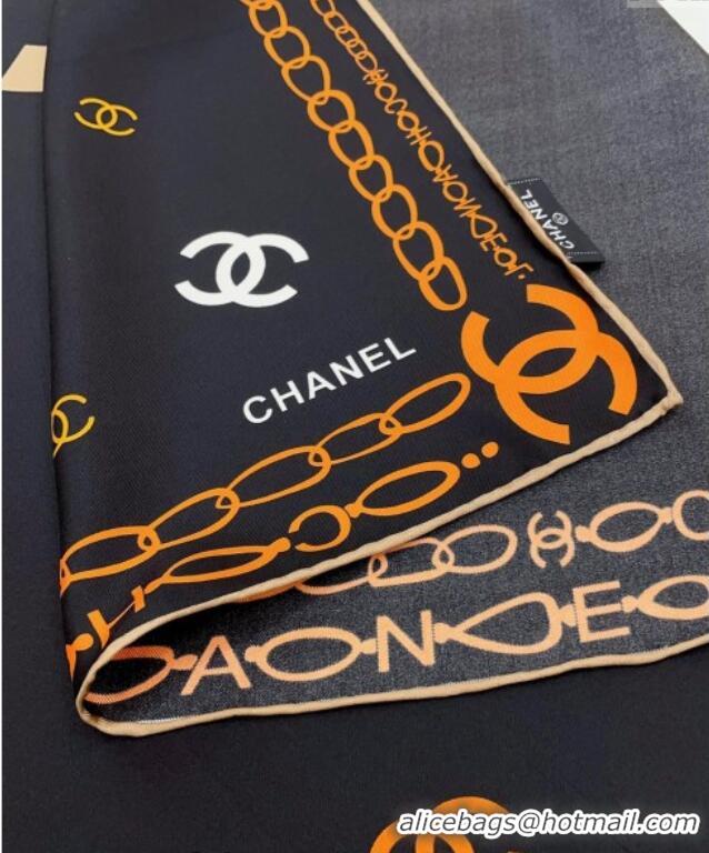 Famous Brand Chanel Silk Sqaure Scarf 90x90cm 051415 Black 2024