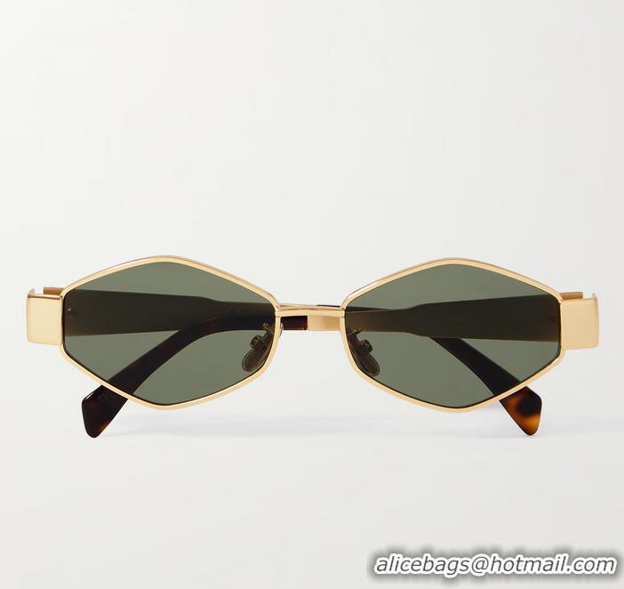 Promotional Celine Eyewear Triomphe Hexagon-frame Sunglasses CE8954 Gold