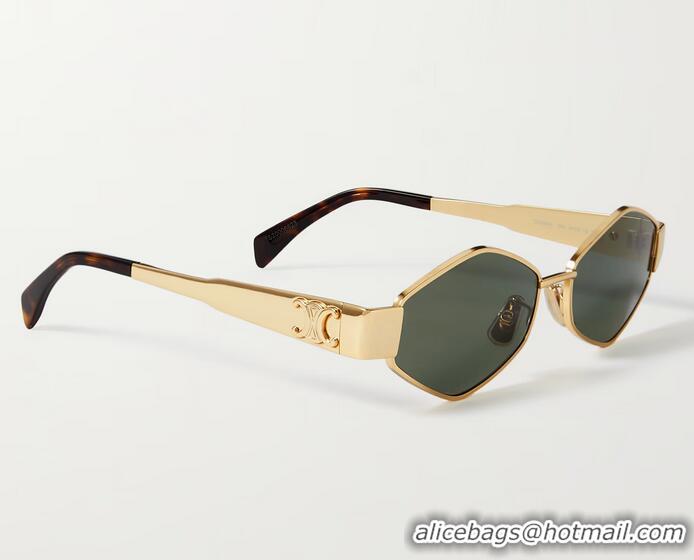 Promotional Celine Eyewear Triomphe Hexagon-frame Sunglasses CE8954 Gold