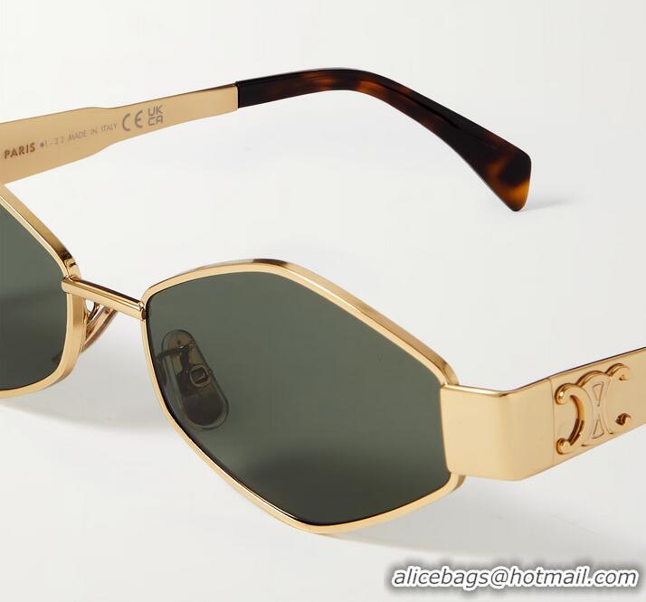 Promotional Celine Eyewear Triomphe Hexagon-frame Sunglasses CE8954 Gold