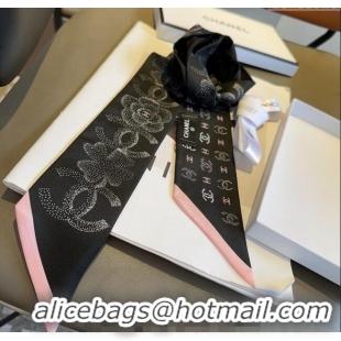 Buy Cheapest Chanel Silk Bandeau Scarf 6x120cm 061902 Black 2024