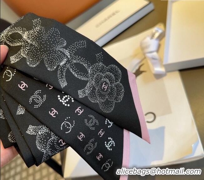 Buy Cheapest Chanel Silk Bandeau Scarf 6x120cm 061902 Black 2024