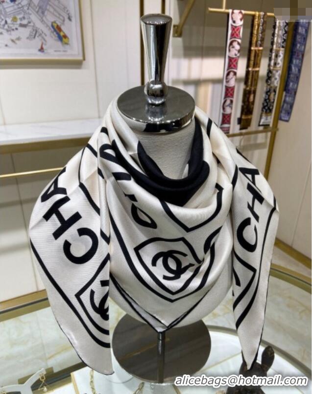 New Fashion Chanel Silk Sqaure Scarf 90x90cm 061905 White 2024