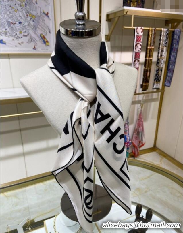 New Fashion Chanel Silk Sqaure Scarf 90x90cm 061905 White 2024