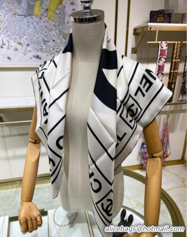 New Fashion Chanel Silk Sqaure Scarf 90x90cm 061905 White 2024