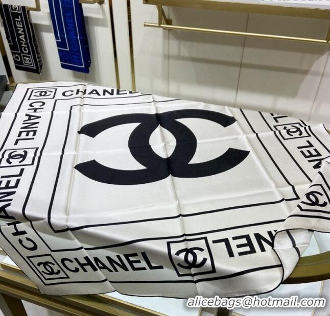 New Fashion Chanel Silk Sqaure Scarf 90x90cm 061905 White 2024