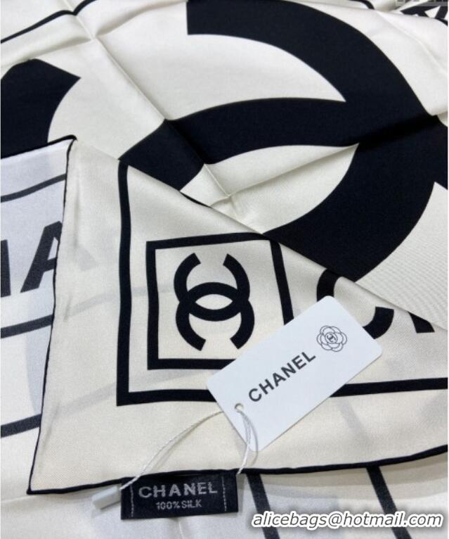 New Fashion Chanel Silk Sqaure Scarf 90x90cm 061905 White 2024