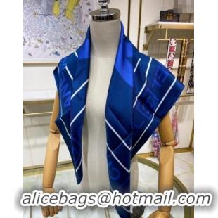 Free Shipping Chanel Silk Sqaure Scarf 90x90cm 061905 Blue 2024