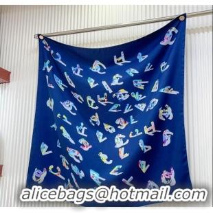 Best Price Chanel Silk Sqaure Scarf 90x90cm 061907 Dark Blue 2024