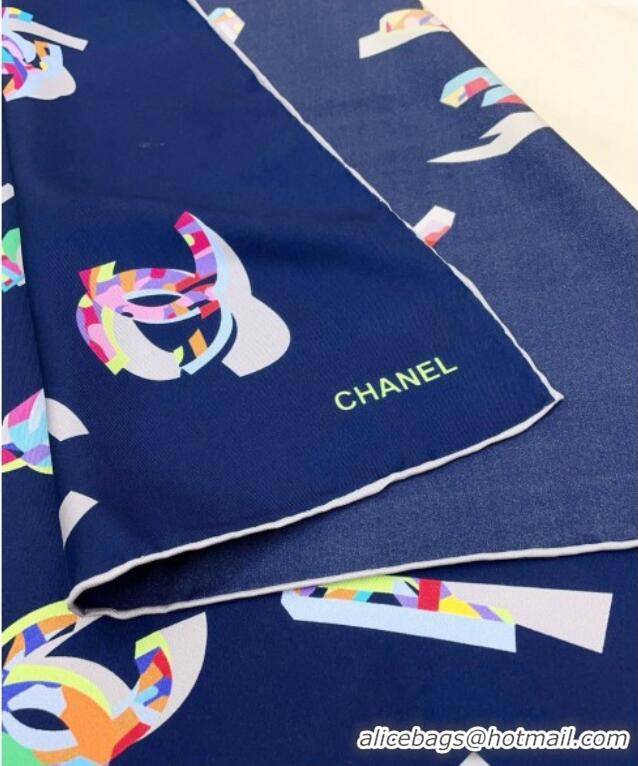 Best Price Chanel Silk Sqaure Scarf 90x90cm 061907 Dark Blue 2024