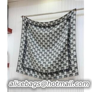 Luxury Discount Chanel Silk Sqaure Scarf 90x90cm with CC Allover 0619 Grey 2024