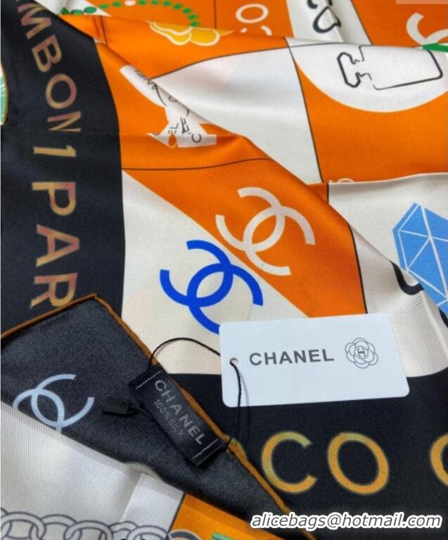 Top Grade Chanel Silk Sqaure Scarf 90x90cm 061909 Orange 2024