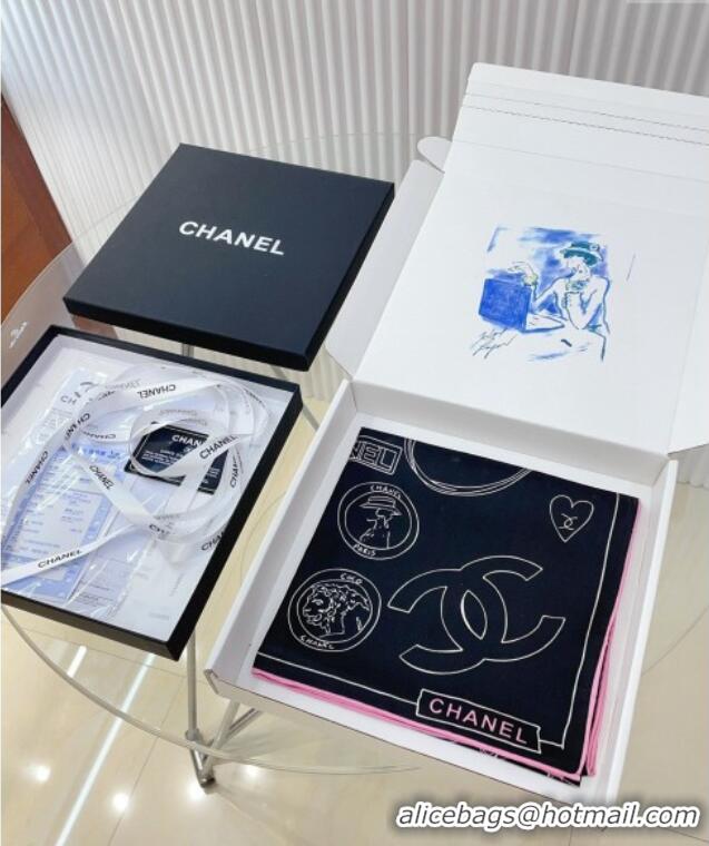 Top Design Chanel Silk Sqaure Scarf 90x90cm 061905 Black 2024