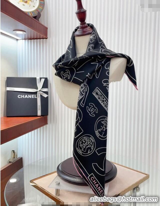 Top Design Chanel Silk Sqaure Scarf 90x90cm 061905 Black 2024