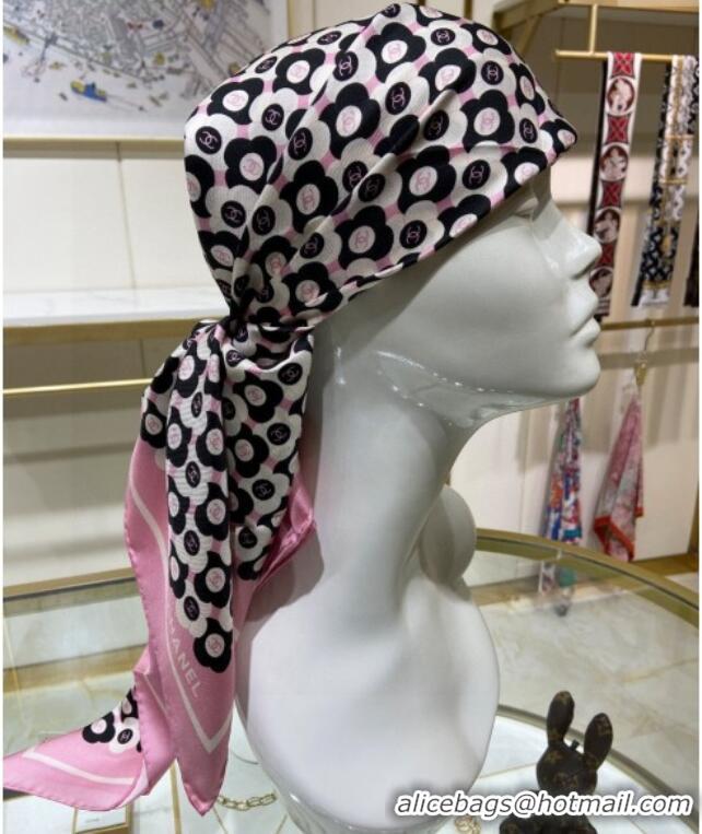 Good Quality Chanel Silk Sqaure Scarf 90x90cm with Bloom 0619 Pink 2024