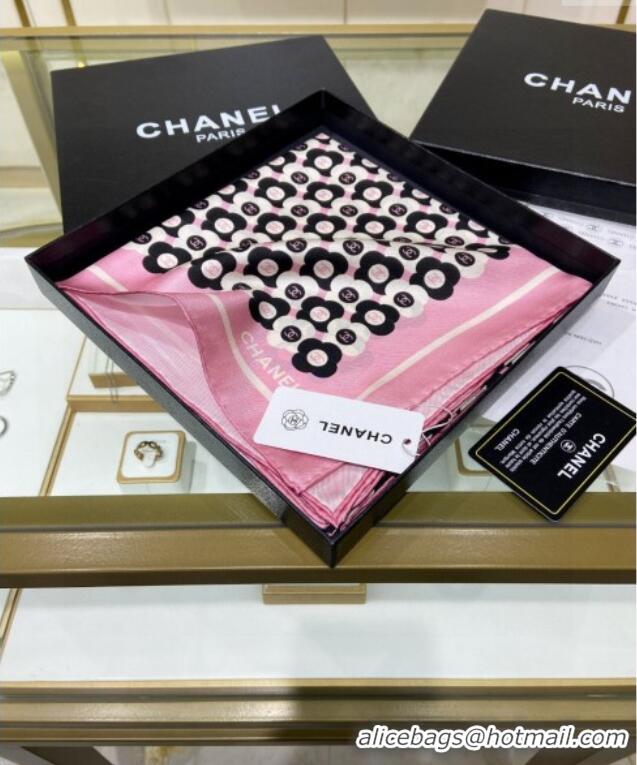 Good Quality Chanel Silk Sqaure Scarf 90x90cm with Bloom 0619 Pink 2024