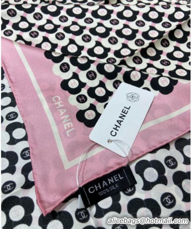 Good Quality Chanel Silk Sqaure Scarf 90x90cm with Bloom 0619 Pink 2024