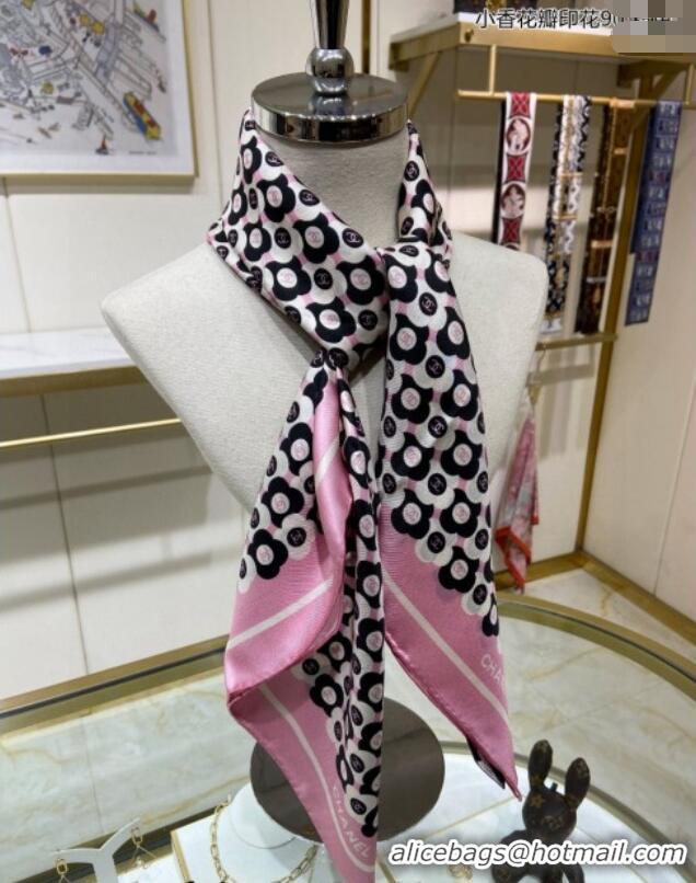 Good Quality Chanel Silk Sqaure Scarf 90x90cm with Bloom 0619 Pink 2024