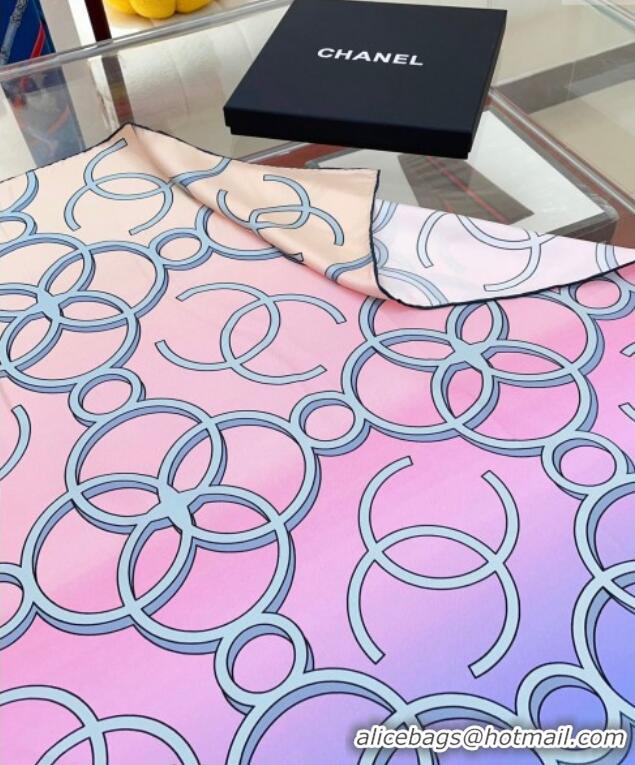 Famous Brand Chanel Silk Sqaure Scarf 90x90cm 0619 Gradient Pink/Blue 2024