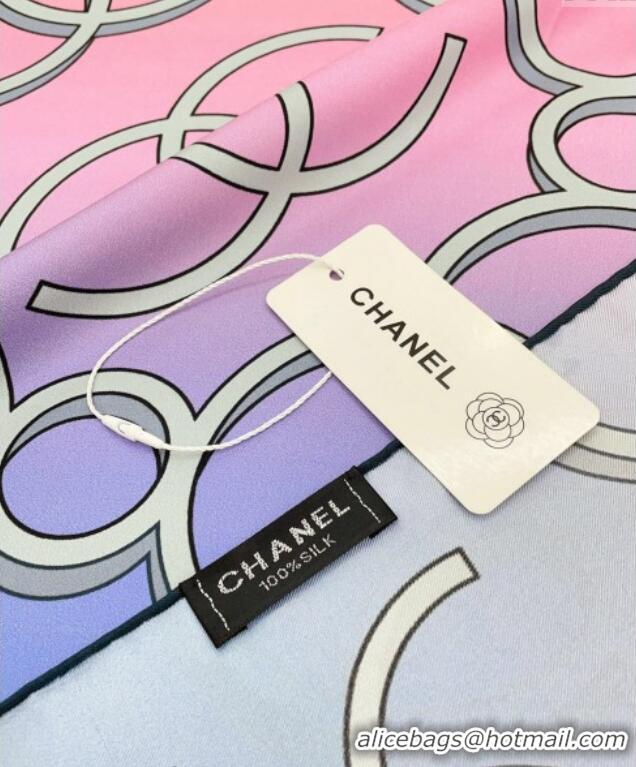 Famous Brand Chanel Silk Sqaure Scarf 90x90cm 0619 Gradient Pink/Blue 2024