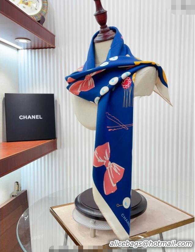 Well Crafted Chanel Silk Sqaure Scarf 90x90cm 061906 Blue 2024