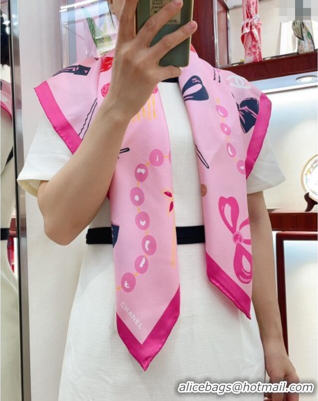 Traditional Discount Chanel Silk Sqaure Scarf 90x90cm 061906 Pink 2024