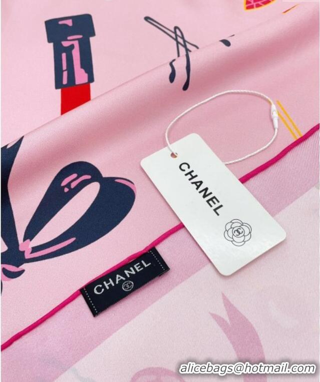 Traditional Discount Chanel Silk Sqaure Scarf 90x90cm 061906 Pink 2024