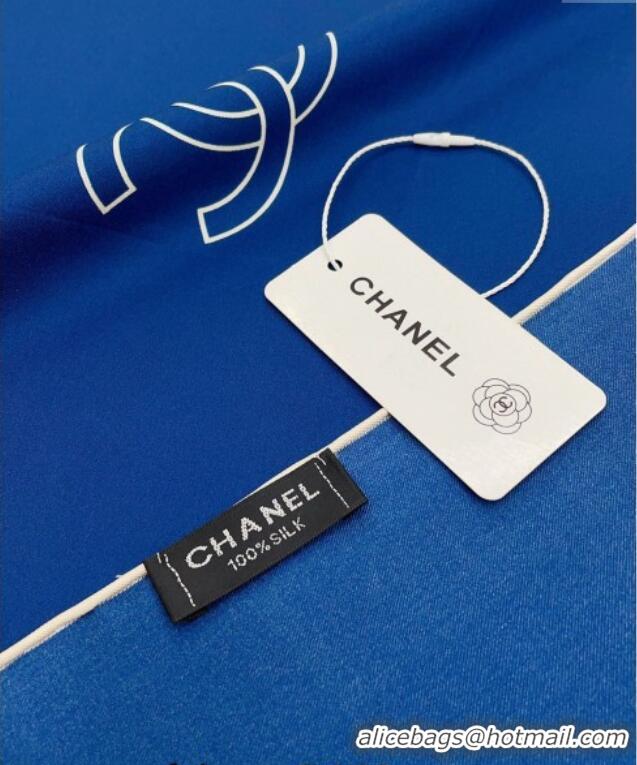 Best Product Chanel Silk Square Scarf 90x90cm with Bottle Print 0619 Blue 2024