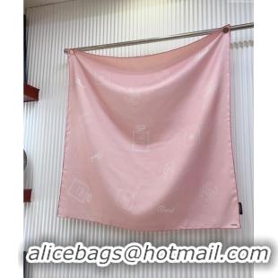 New Fashion Chanel Silk Square Scarf 90x90cm with Bottle Print 0619 Pink 2024