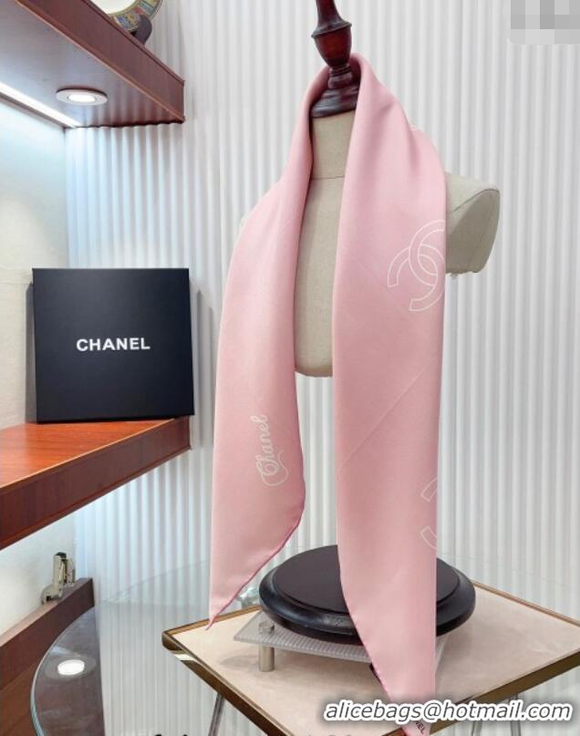 New Fashion Chanel Silk Square Scarf 90x90cm with Bottle Print 0619 Pink 2024