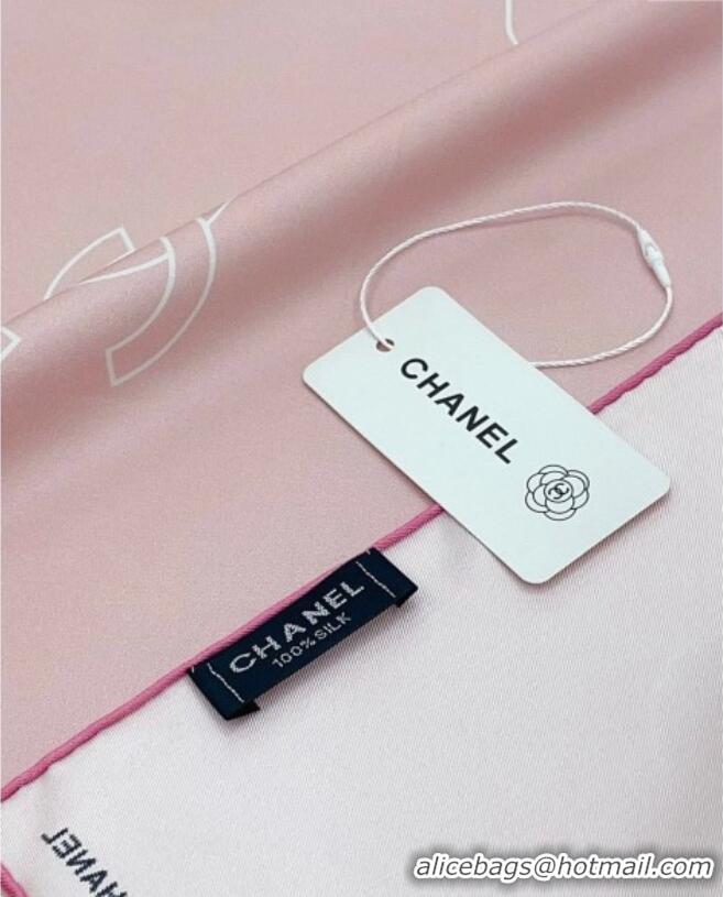 New Fashion Chanel Silk Square Scarf 90x90cm with Bottle Print 0619 Pink 2024