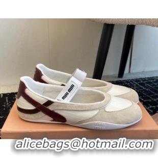 Hot Style Miu Miu Mesh and Suede Ballerinas Sneakers White 1228002