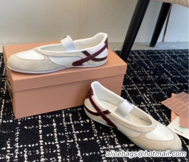 Hot Style Miu Miu Mesh and Suede Ballerinas Sneakers White 1228002